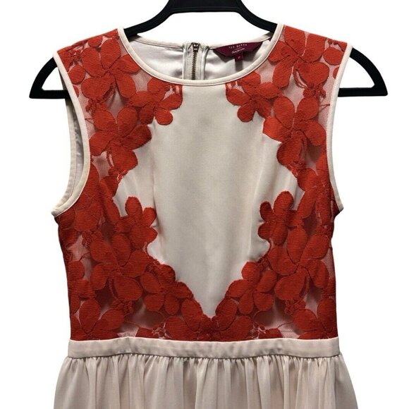 Ted Baker Vember Lace Chiffon Embroidered Dress Women's Size 2 US 6 - Picture 5 of 9